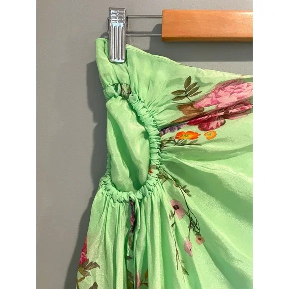 Preen Line Arya Ruched Floral-Print Chiffon Midi Skirt-Size Medium Preen Line Arya Ruched Floral-Print Chiffon Midi Skirt-Size Medium